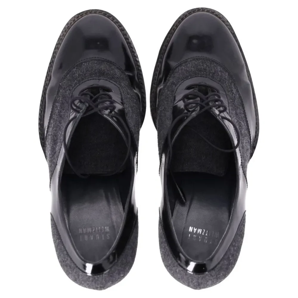 Stuart Weitzman Lace Up Oxford Ankle Boots in Grey Wool_6